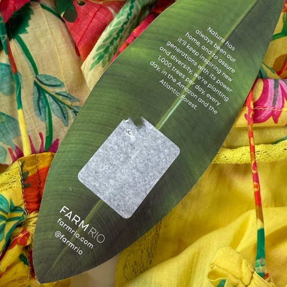 Farm Rio Delicate Fruit Garden Blouse Womens Large Yellow Multi NWT $148 - Picture 8 of 14